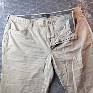 Orvis Mens 42x32 5-Pocket Chino Pants Tan Beige Stretch Cotton Blend 299280